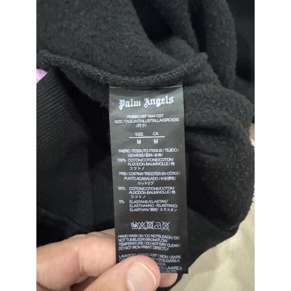 Palm Angels Mens M Black Fleece Drawstring Sweatshirt Kill The Bear Hoodie - Picture 6 of 9